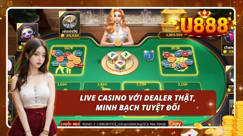 Tính năng Live Casino với những Dealer thật và tính minh bạch tuyệt đối