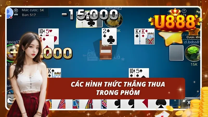 Các hình thức thắng và thua trong bài Phỏm U888